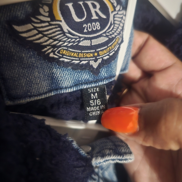 Urban Republic Blue and Black Denim Jacket with Sherpa Collar - Picture 10 of 10